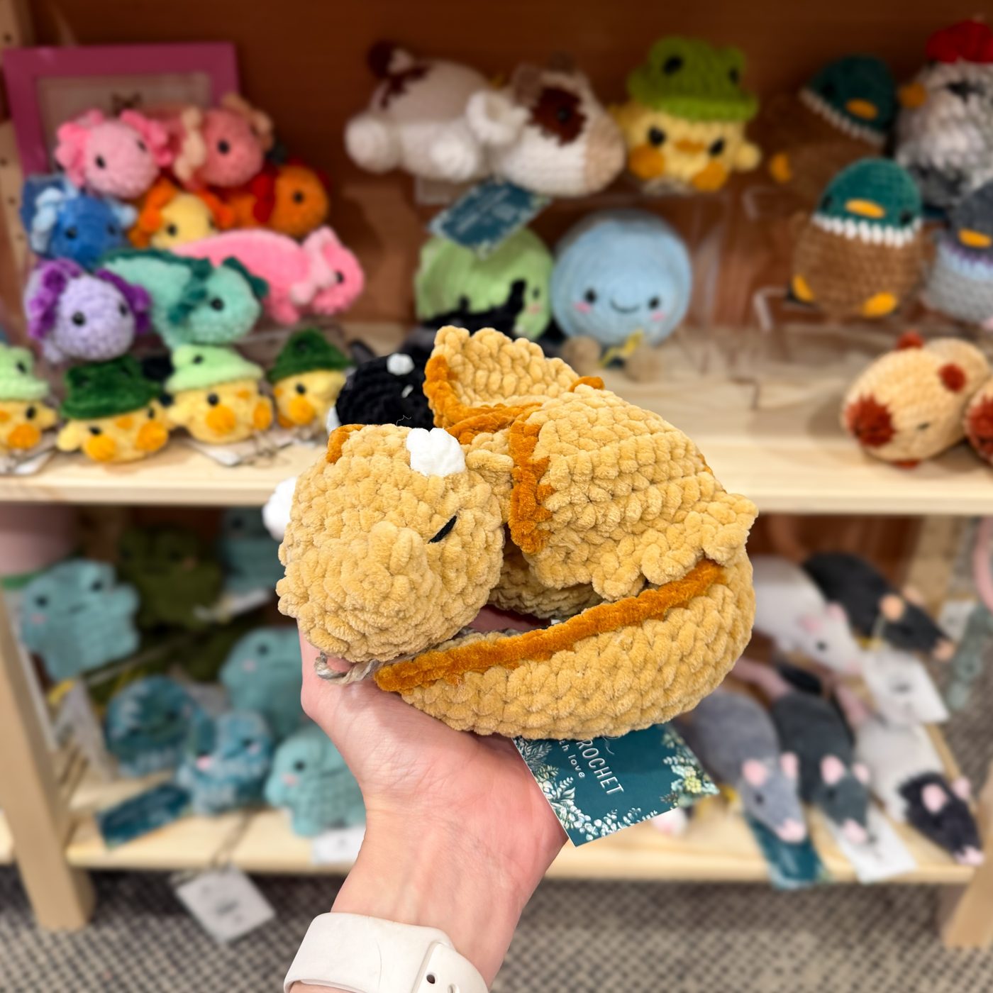 Crochet sleeping dragon plushie